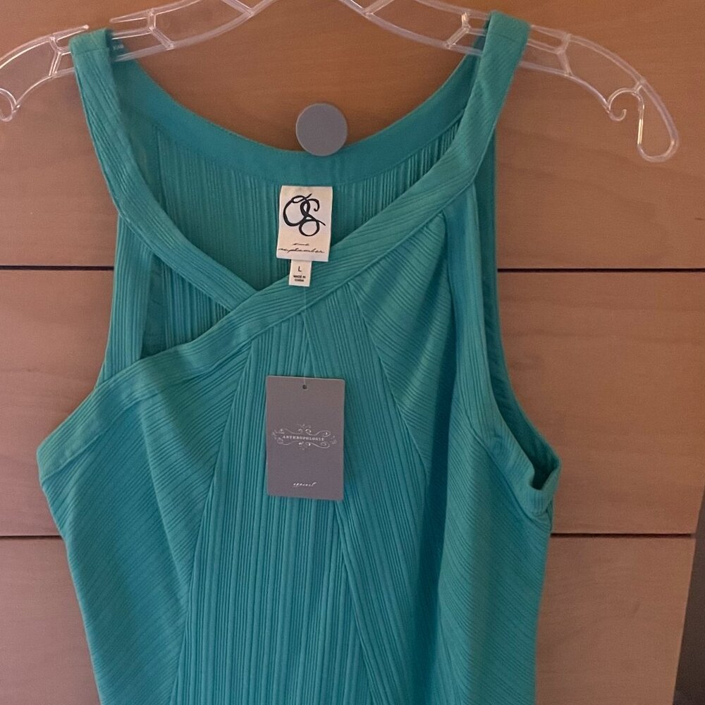 Anthropologie One September stylish green cotton shirt - NEW with TAGS - Large